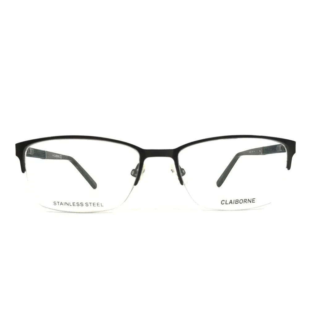 Claiborne Eyeglasses Frames CB225 0DT8 Black Green Olive Half Rim 53-17-140